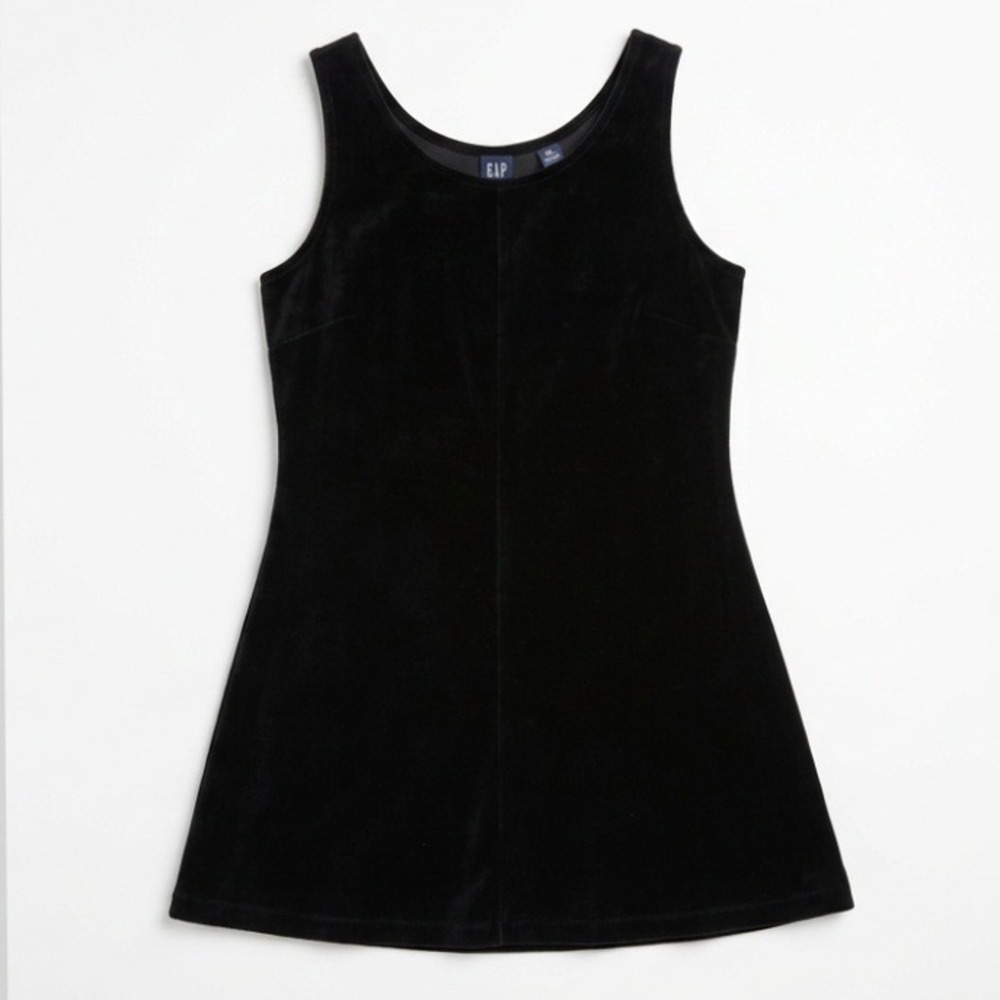 Vtg 90s Gap Black Crushed Velvet Dress Sz M Minimalist Grunge Whimsigoth